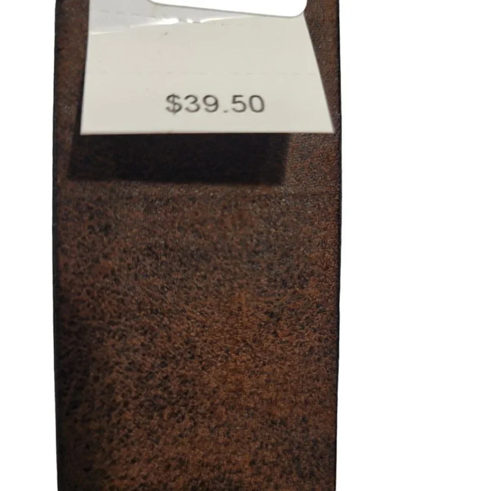 MEN'S Sun Stone Leather Belt With White Trim. Size 42-44.